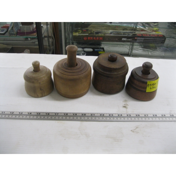 4 WOODEN BUTTER STAMPS