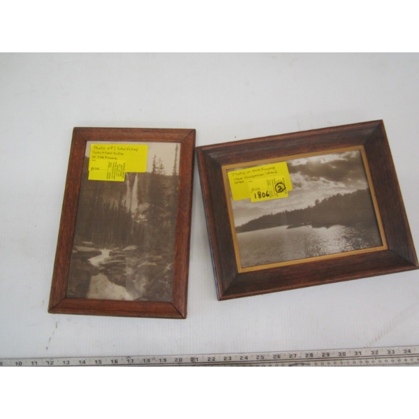 1 OAK FRAMED VANCOUVER ISLAND AREA PICTURE & A OAK FRAMED YOHO VALLEY PICTURE