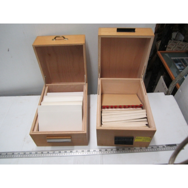 2 WOODEN FILING BOXES