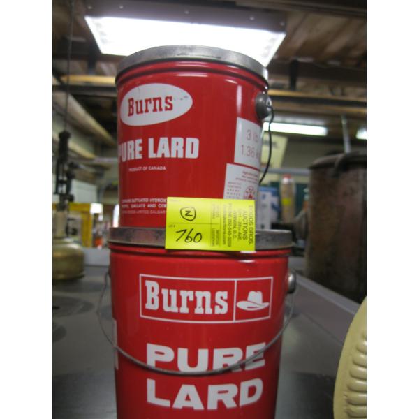 2 BURNS LARD TINS