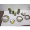 Image 1 : SET OF 4 CANDLES, SILVER HAMMERED BOWLS, ETC.