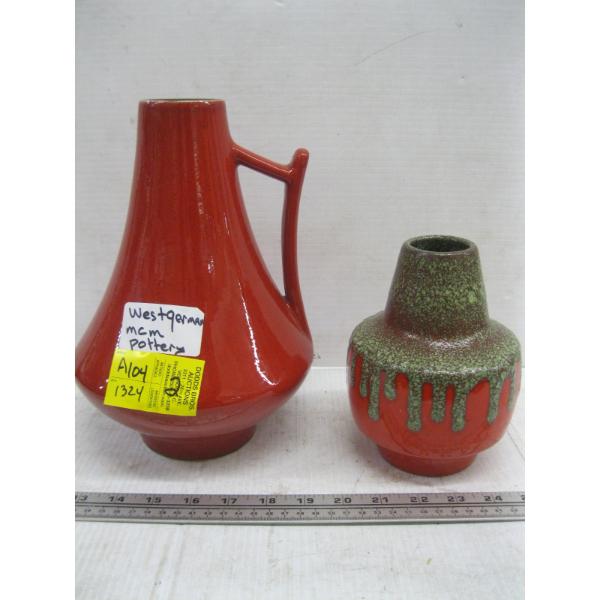 2 WEST GERMAN MCM VASES