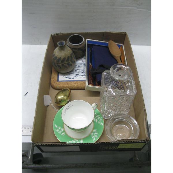 MISC. STEAK KNIVES, DECANTER, ETC.