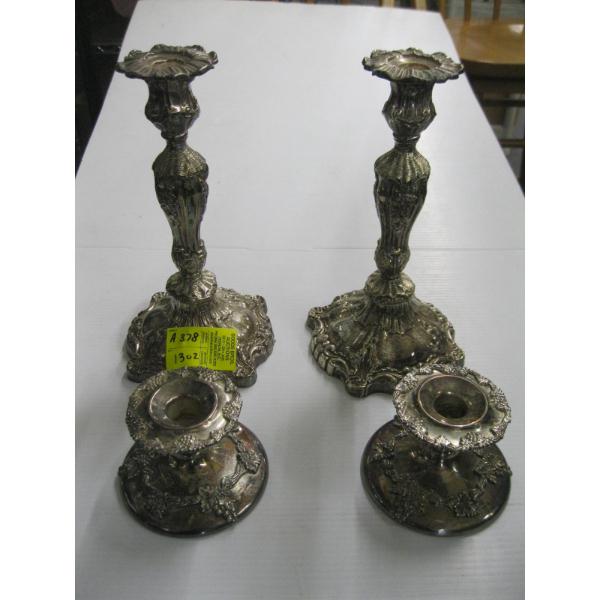 2 PAIR OF SILVERPLATE CANDLEHOLDERS