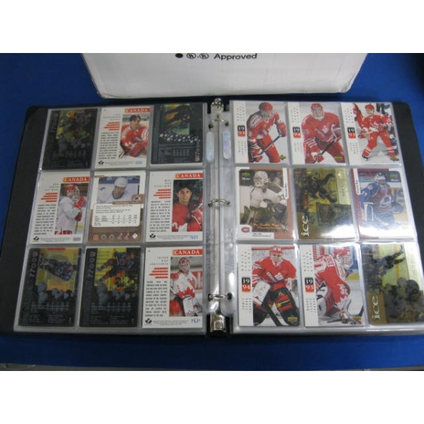 2 BINDERS & TIN OF HOCKEY CARDS
