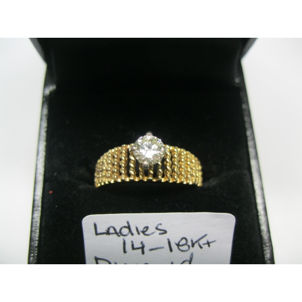 LADIES 14-18KT DIAMOND SOLITAIRE RING, .42CTS, W/A $3,165 - SZ 7