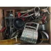 Image 2 : WOODEN TRAY OF MISC. VINTAGE UTENSILS, SIFTER, ETC.