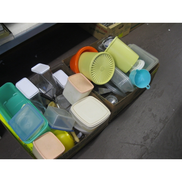 2 BOXES OF MISC. TUPPERWARE, ETC.