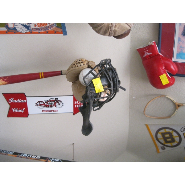 MISC. COLLECTABLES - SPORTS EQUIPMENT - MOSTLY BASEBALL - CATCHER'S MITT, MASK, BAT, SHOES