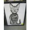 Image 2 : OAK FRAMED PICTURE & FRAMED PICTURE OF THE CAT