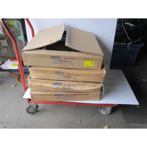 4 RACK DIVIDER CARTONS W/CONTENTS