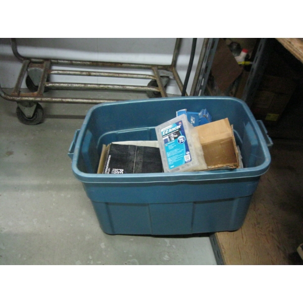 BIN OF MISC. AIR NAILER NAILS, ETC.