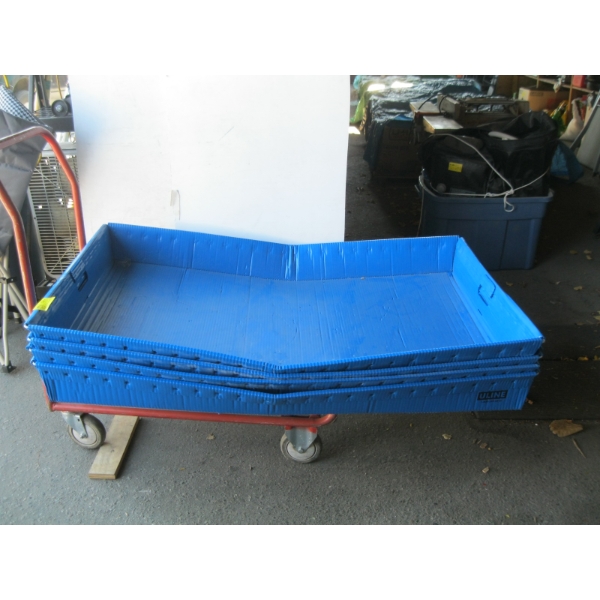 4 LG. HANDLED ULINE BLUE TRAYS - 48X30X6"