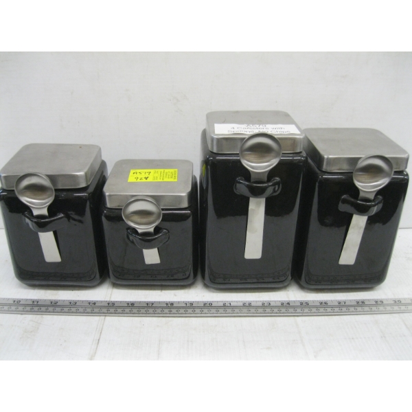 4 PIECE CANNISTER SET W/SPOONS