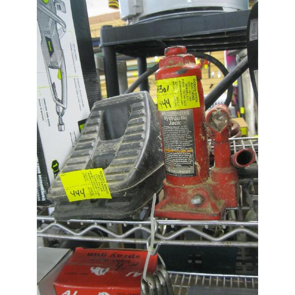4 TON HYDRAULIC JACK & 2 WHEEL CHOCKS