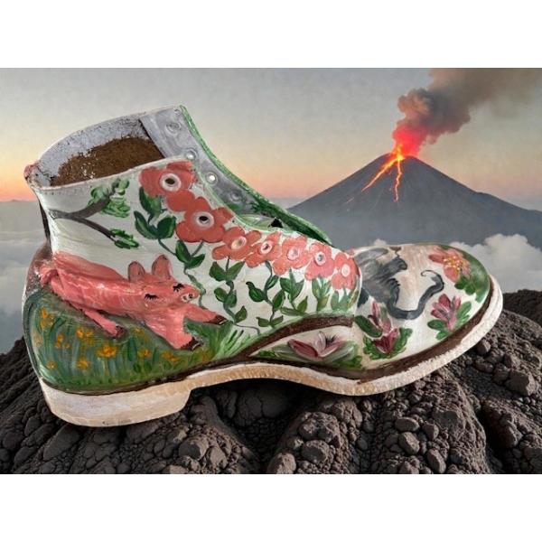 MCM UNIQUE PAINTED DECORATIVE BOOT