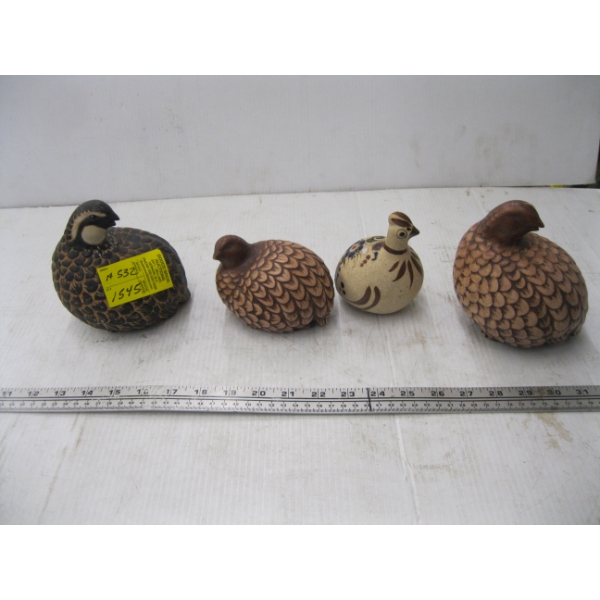 4 CERAMIC BIRD FIGURINES