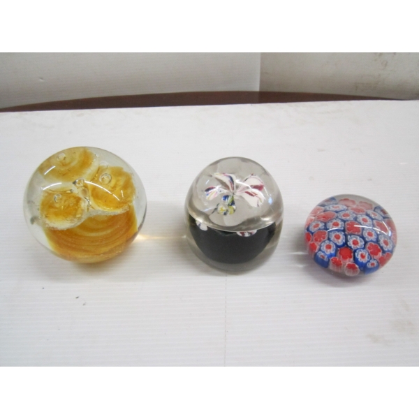 3 GLASS PAPER WEIGHTS
