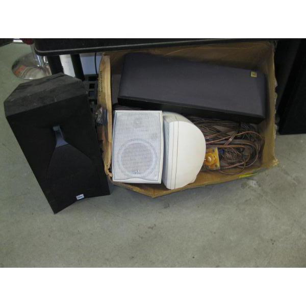 PAIR OF JBL OUTDOOR SPEAKERS, 2 JBL SPEAKERS & HEAVY DUTY SPEAKER WIRE