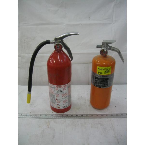 2 FIRE EXTINGUISHERS - 1 NEEDS RECHARGING