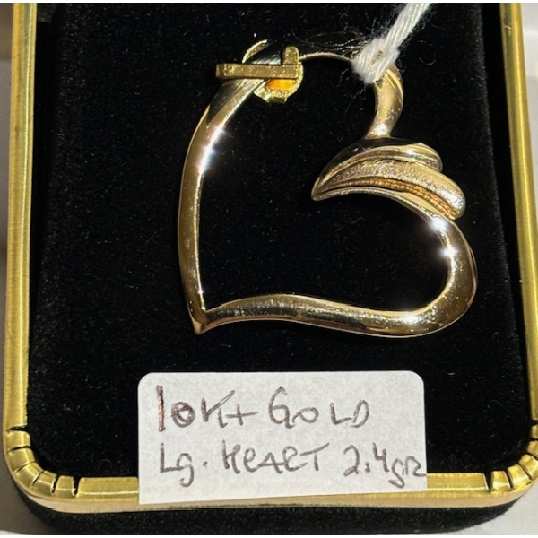 10KT GOLD LG. HEART PENDANT, 2.4G