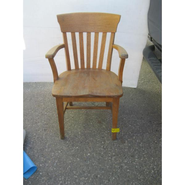 HEAVY ANTIQUE OAK OFFICE ARMCHAIR