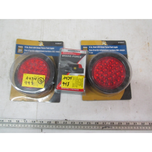 BRAKE CONTROL, 2 - 4" LED RED LIGHTS, NEW