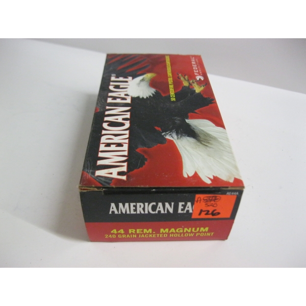 AMERICAN EAGLE .44 REM. MAGNUM 240GRS JACKETED HOLLOW POINT|1X50 CENTERFIRE PISTOL CARTRIDGES