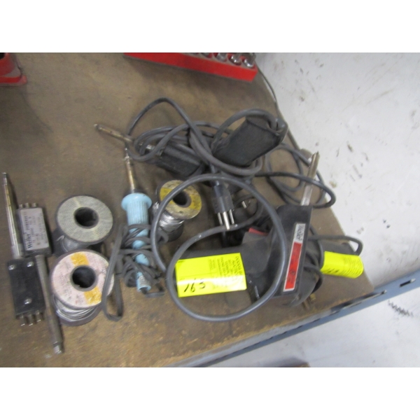 3 SOLDERING GUNS, IRON & SOLDER