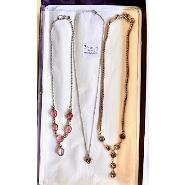 3 STERLING SILVER NECKLACES