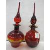 Image 2 : 2 RAINBOW GLASS RED VASES W/LIDS