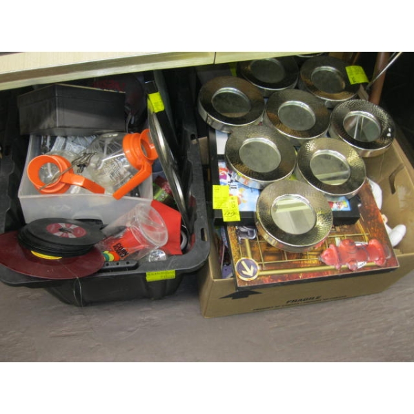 2 LOTS OF MISC. PICTURES, FIGURINES, COFFEE CARAFFES, ETC.