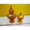 Image 1 : ANTIQUA EMPOLI ITALIA GLASS DECANTER & A LIDDED AMBER GLASS DISH