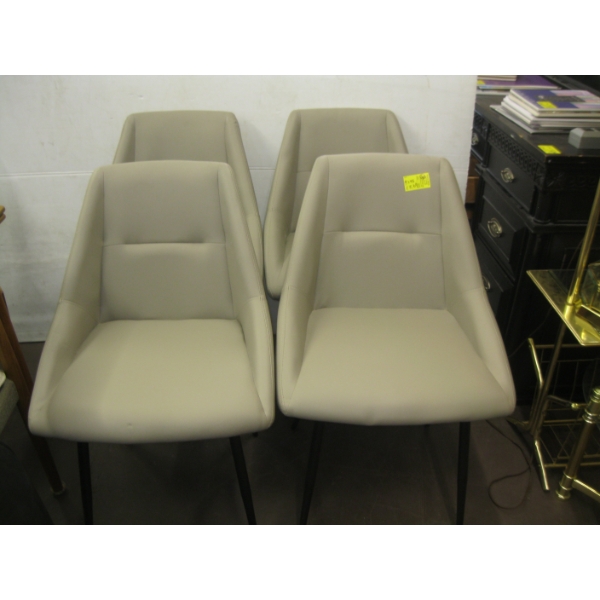 4 LEATHER LOOK GREY CHAIRS