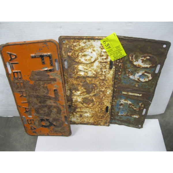 3 ALBERTA PLATES - 1950, 1951, 1954