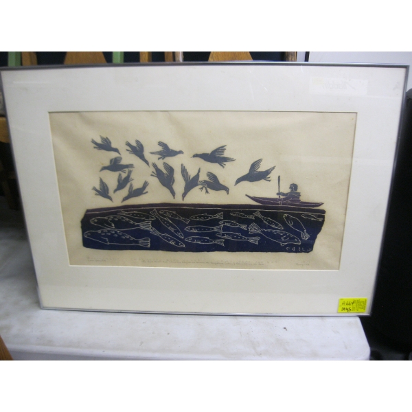 PICTURE OF BIRDS, SEALS & FISH - SIGNED