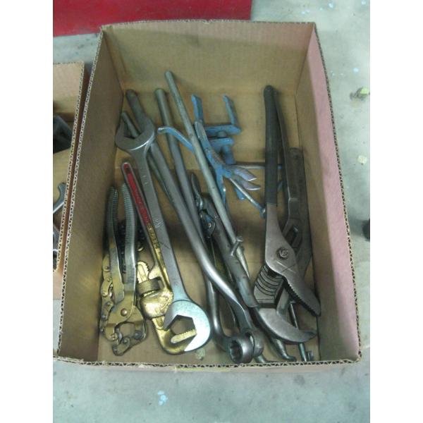 MISC. WATER PUMP PLIERS, LONG HANDLED WRENCHES, PIPE WRENCH, ETC.