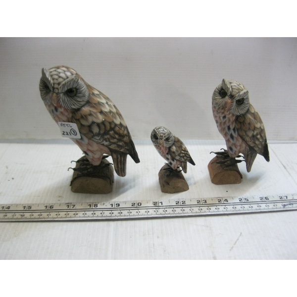 3 OWL FIGURINES