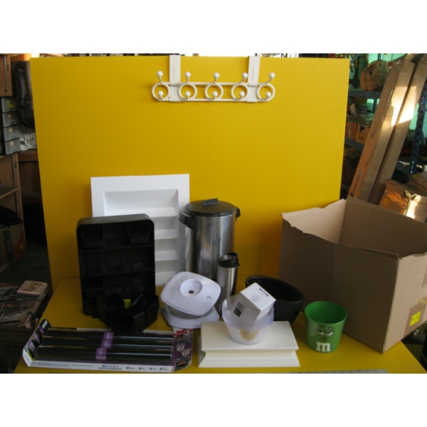 MISC. KITCHEN ITEMS, COAT RACK, ETC.