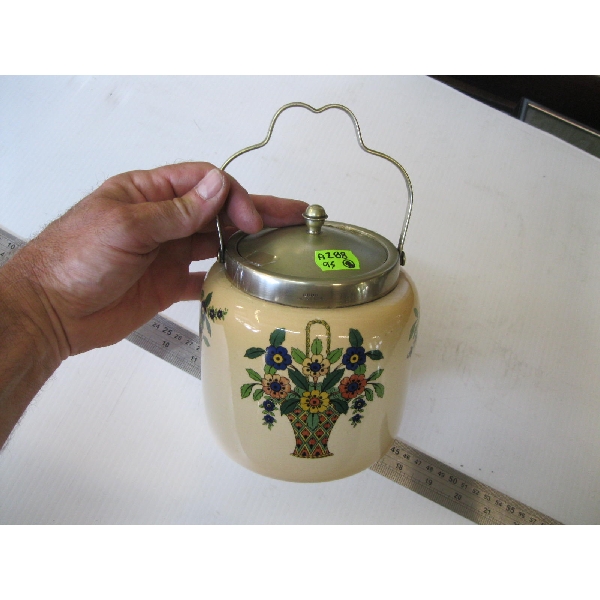 LIDDED ENGLISH BISCUIT JAR