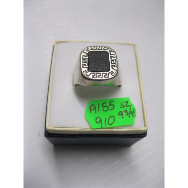  STERLING SILVER RING W/DARK STONE, SZ 9 3/4