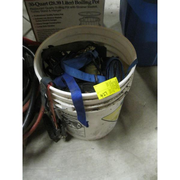 PAIL OF ASST. TIEDOWN STRAPS