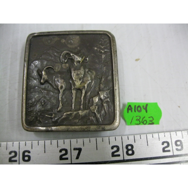 SILVER BELT BUCKLE W/SHEEP