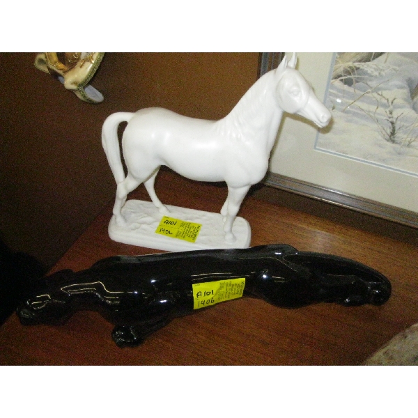 HORSE & BLACK PANTHER FIGURINES