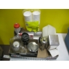 Image 2 : 2 BOXES MISC. MASKS, COFFEE PRESS, CUPS, ETC.