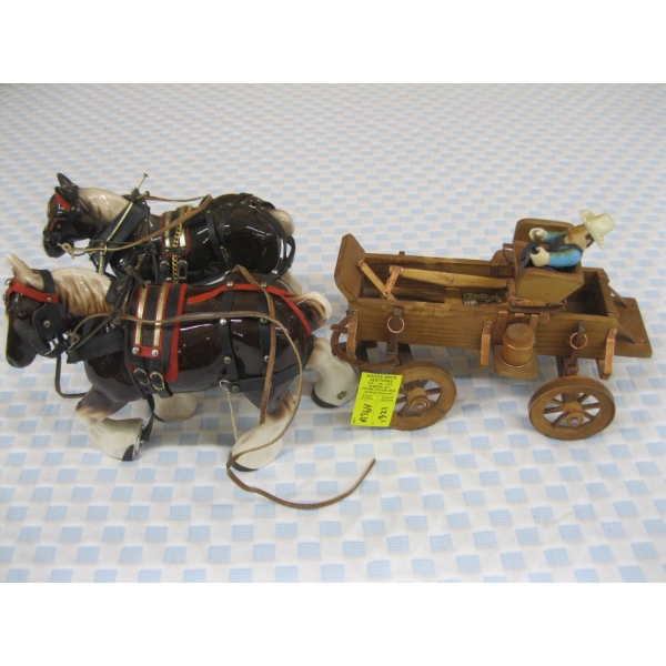 2 CLYDESDALE HORSES & WAGON