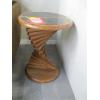 Image 1 : UNIQUE BASE ROUND END TABLE W/GLASS INSERTS