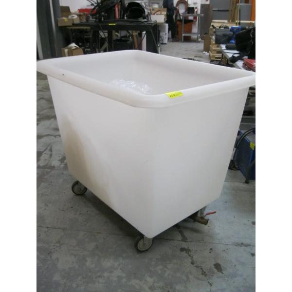 ULINE PLASTIC BIN ON CASTORS W/DRAIN