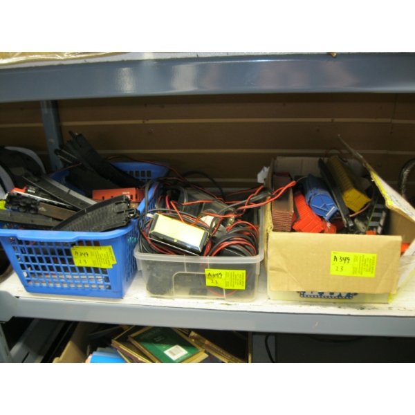 LG. LOT ASST. HO TRAIN CARS, ENGINES, TRANSFORMERS, ETC.