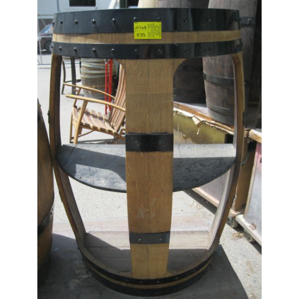 1/2 OAK WINE BARRELL SHELF UNIT